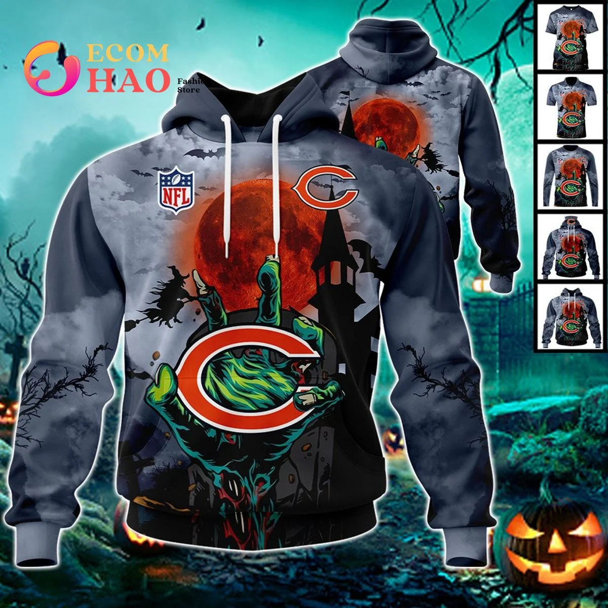 Bears Halloween Jersey 3D Hoodie, Zip Hoodie, Man - Women, Warm, Premium Quality HZ0501