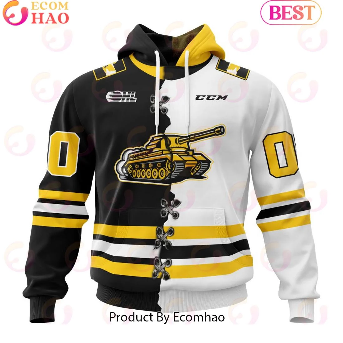 Custom OHL North Bay Battalion Mix Home And Away Jersey Personalized Letters Number Hoodie, Zip Hoodie, Man - Women, Warm, Premium Quality HZ0501