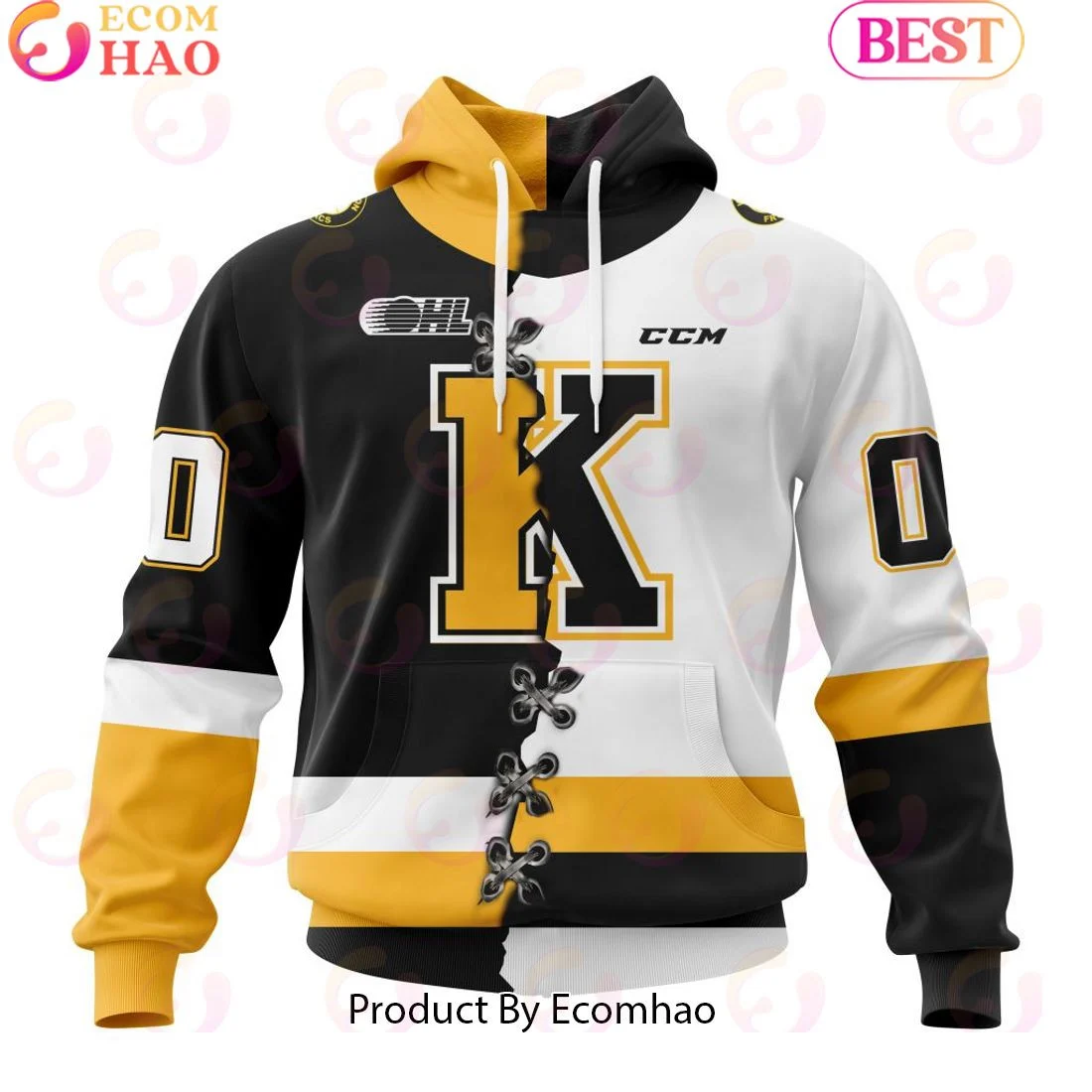 Custom OHL Kingston Frontenacs Mix Home And Away Jersey Personalized Letters Number Hoodie, Zip Hoodie, Man - Women, Warm, Premium Quality HZ0501