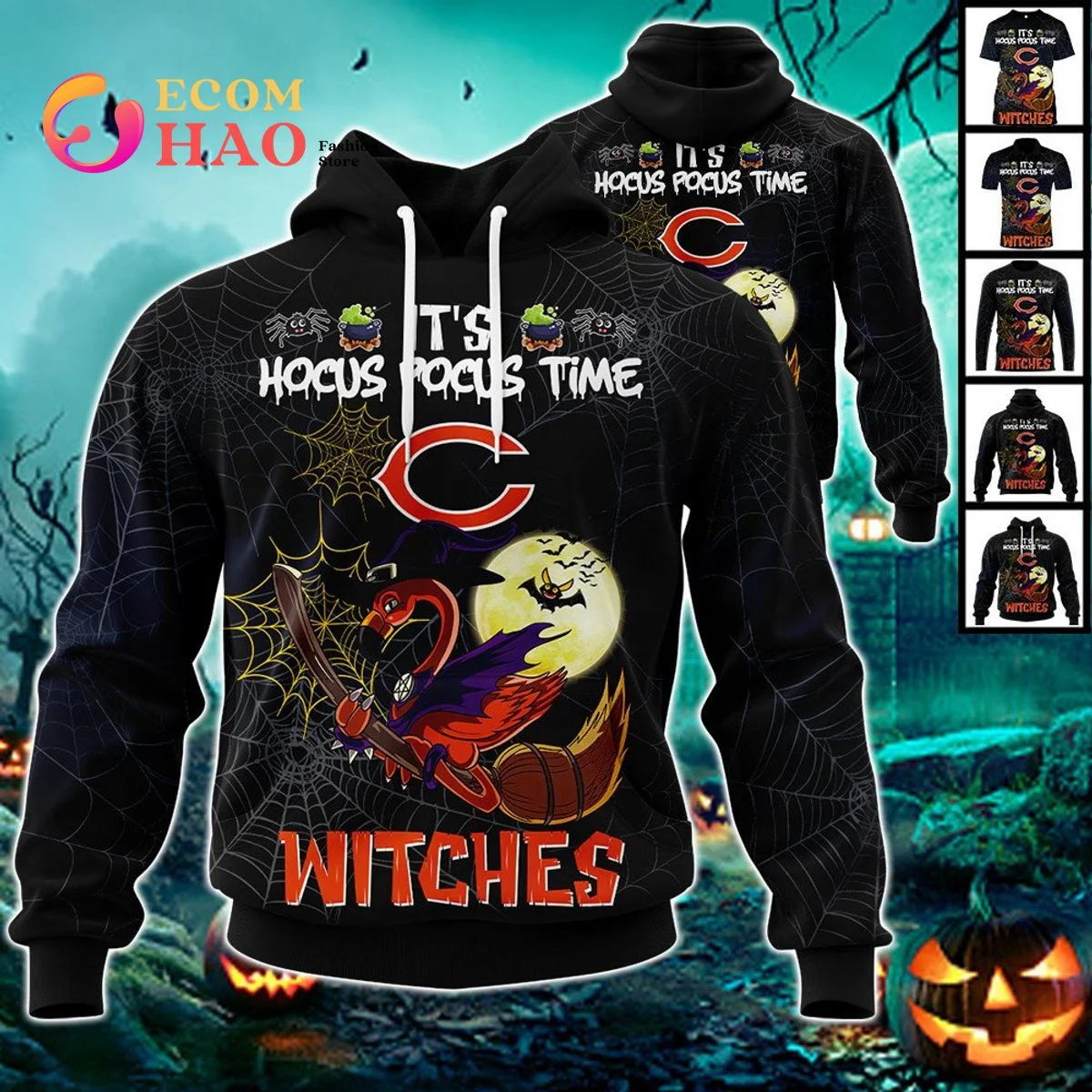 Bears Halloween Jersey Falmingo Witches Hocus Pocus 3D Hoodie, Zip Hoodie, Man - Women, Warm, Premium Quality HZ0501
