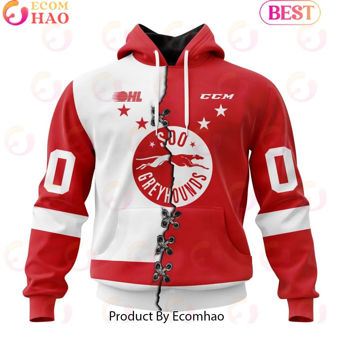 Custom OHL Sault Ste. Marie Greyhounds Mix Home And Away Jersey Personalized Letters Number Hoodie, Zip Hoodie, Man - Women, Warm, Premium Quality HZ0501