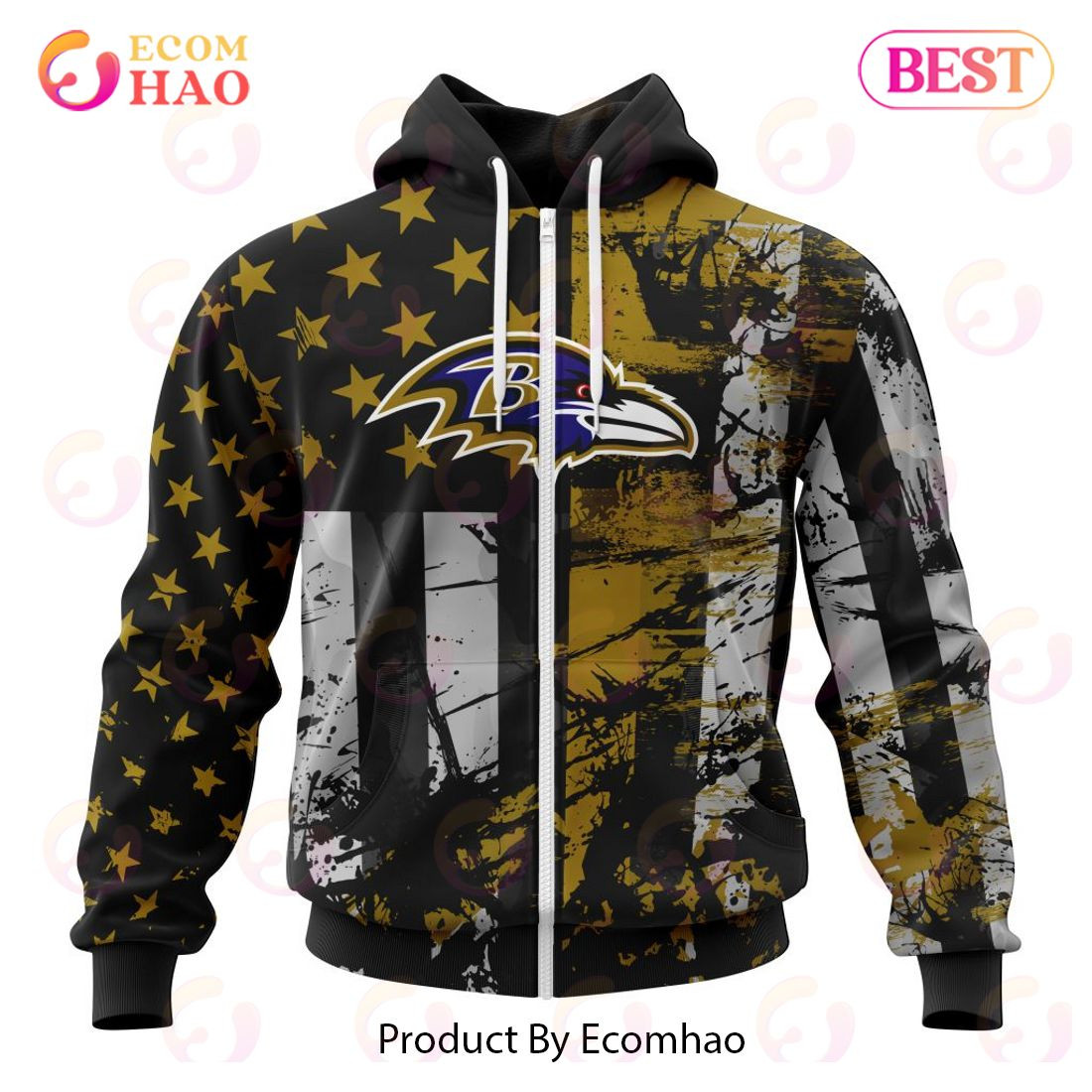 Baltimore Ravens Jersey For America 3D Hoodie, Zip Hoodie, Man - Women, Warm, Premium Quality HZ0501