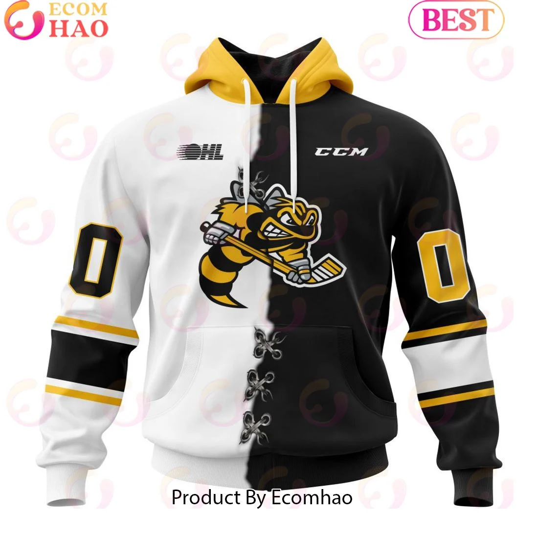 Custom OHL Sarnia Sting Mix Home And Away Jersey Personalized Letters Number Hoodie, Zip Hoodie, Man - Women, Warm, Premium Quality HZ0501