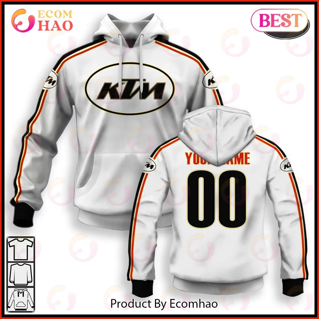 Customize Name Vintage Style KTM 70s Motocross Jersey MX Enduro AHRMA Motorcycle Dirt Bike 3D Hoodie, Zip Hoodie, Man - Women, Warm, Premium Quality HZ0501