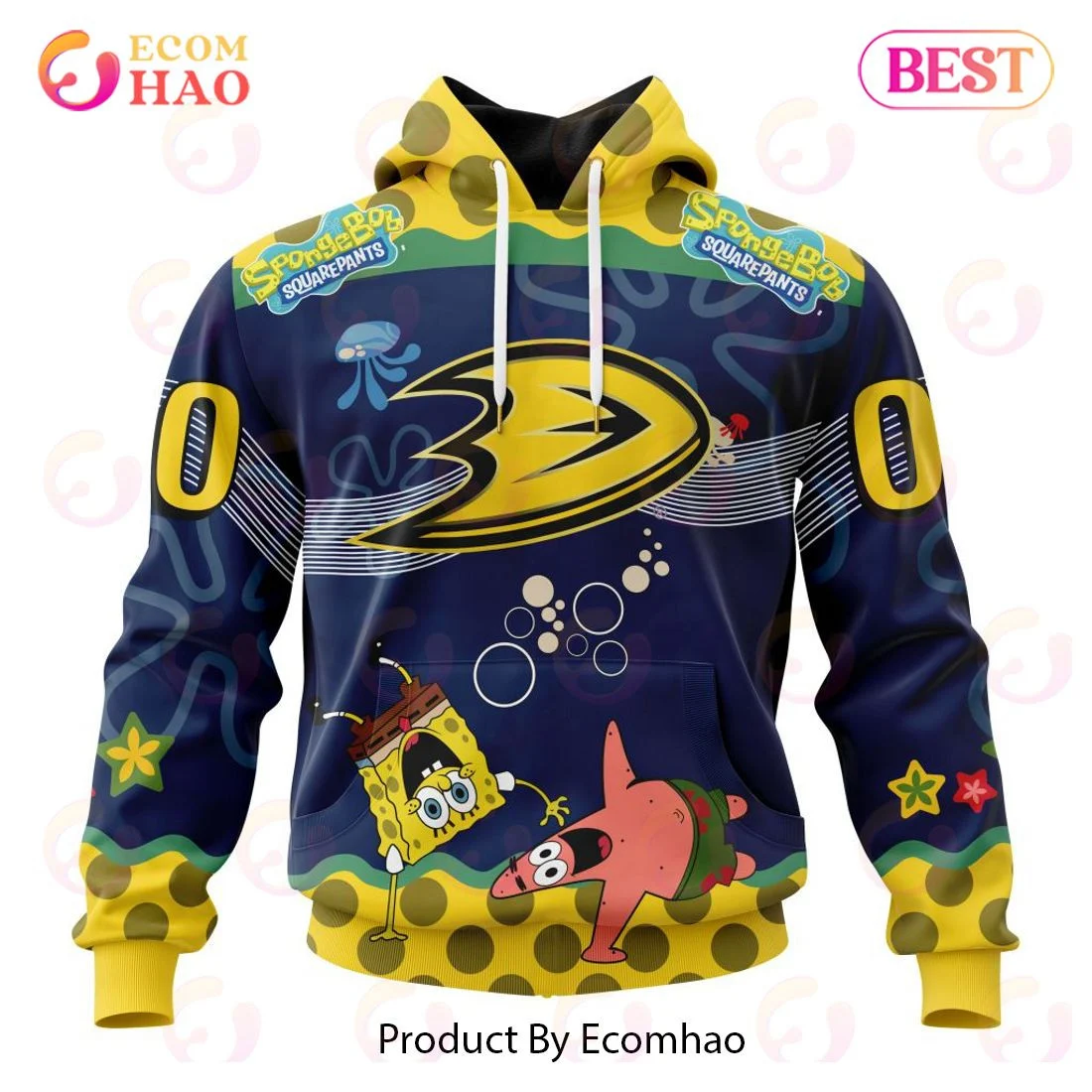 Anaheim Ducks Specialized Jersey With SpongeBob 3D Hoodie, Zip Hoodie, Man - Women, Warm, Premium Quality HZ0501