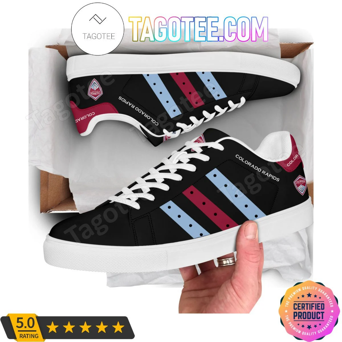 Custom MLS Colorado Rapids Black Style Stan Smith Shoes for Men Women, Trendy Style Sneakers ST0801