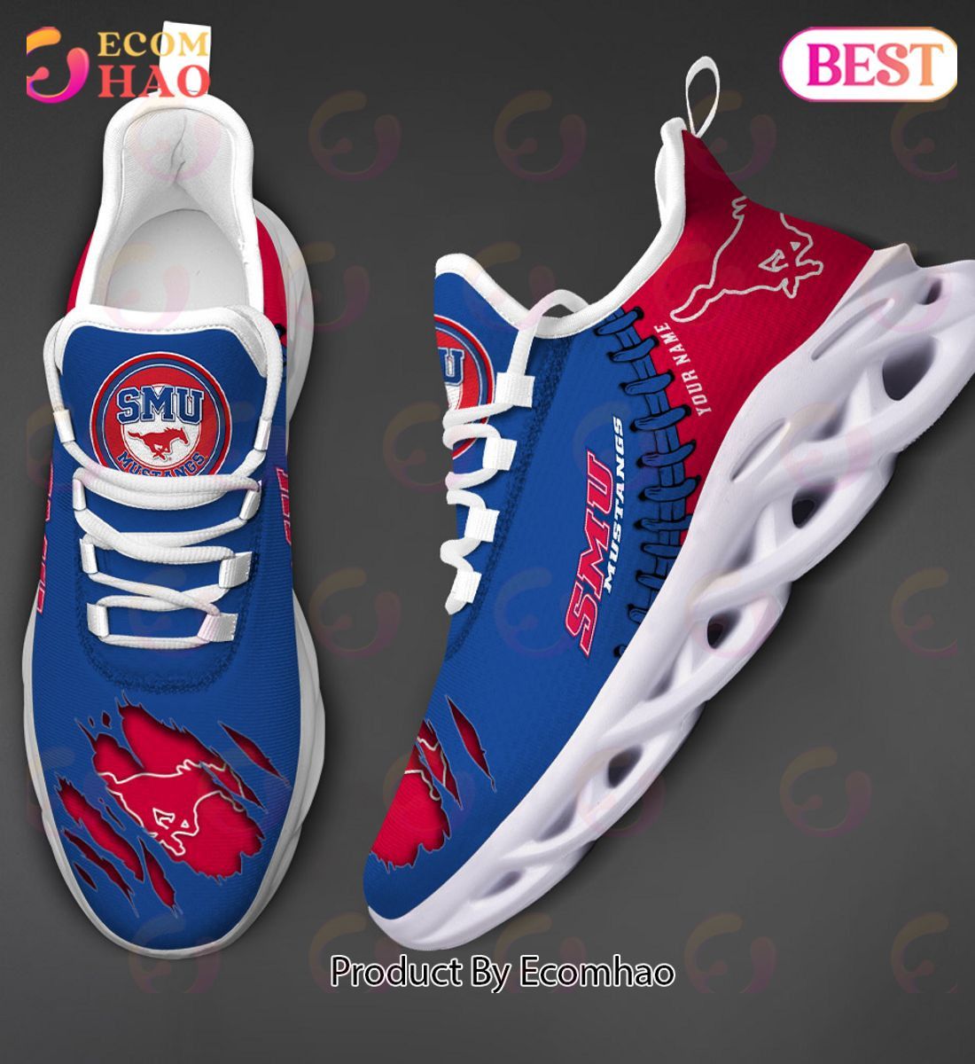 SMU Mustangs Max Soul Shoes Custom Name  Unisex sneakers MS0601