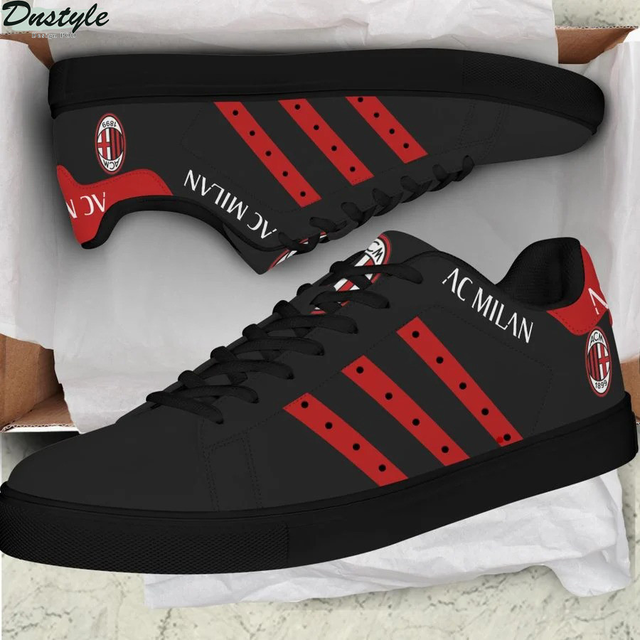 AC Milan Black Red Stan Smith Shoes Unisex, Trendy Style Sneakers ST0801