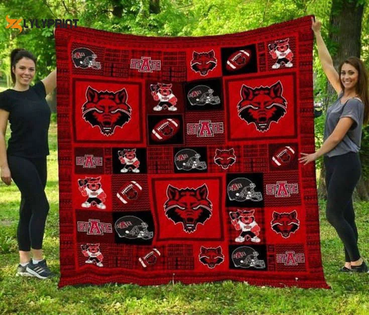 Arkansas State Red Wolves 2 Quilt Blanket For Fans Home Decor Gift , Soft Quilt, King Size, All Season Cozy Quilt QB0901