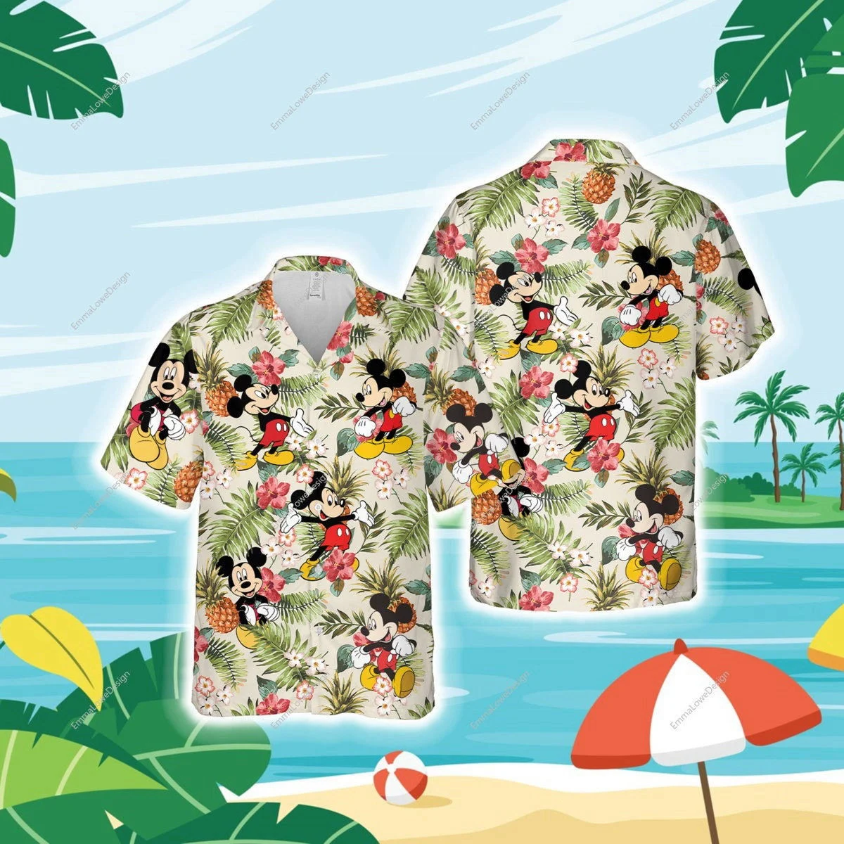 Mickey Mouse Pineapple Fruit Tropical Summer Trip Family Hawaiian Shirt HW0601