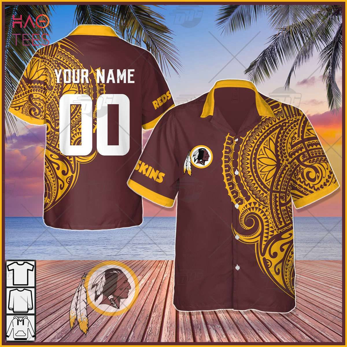 Personalize NFL Washington Redskins Polynesian Tattoo Design Hawaiian Shirt HW0601