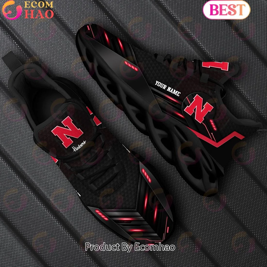 Nebraska Cornhuskers Team Black Clunky Max Soul Shoes Sneakers Custom Your Name  Unisex sneakers MS0601