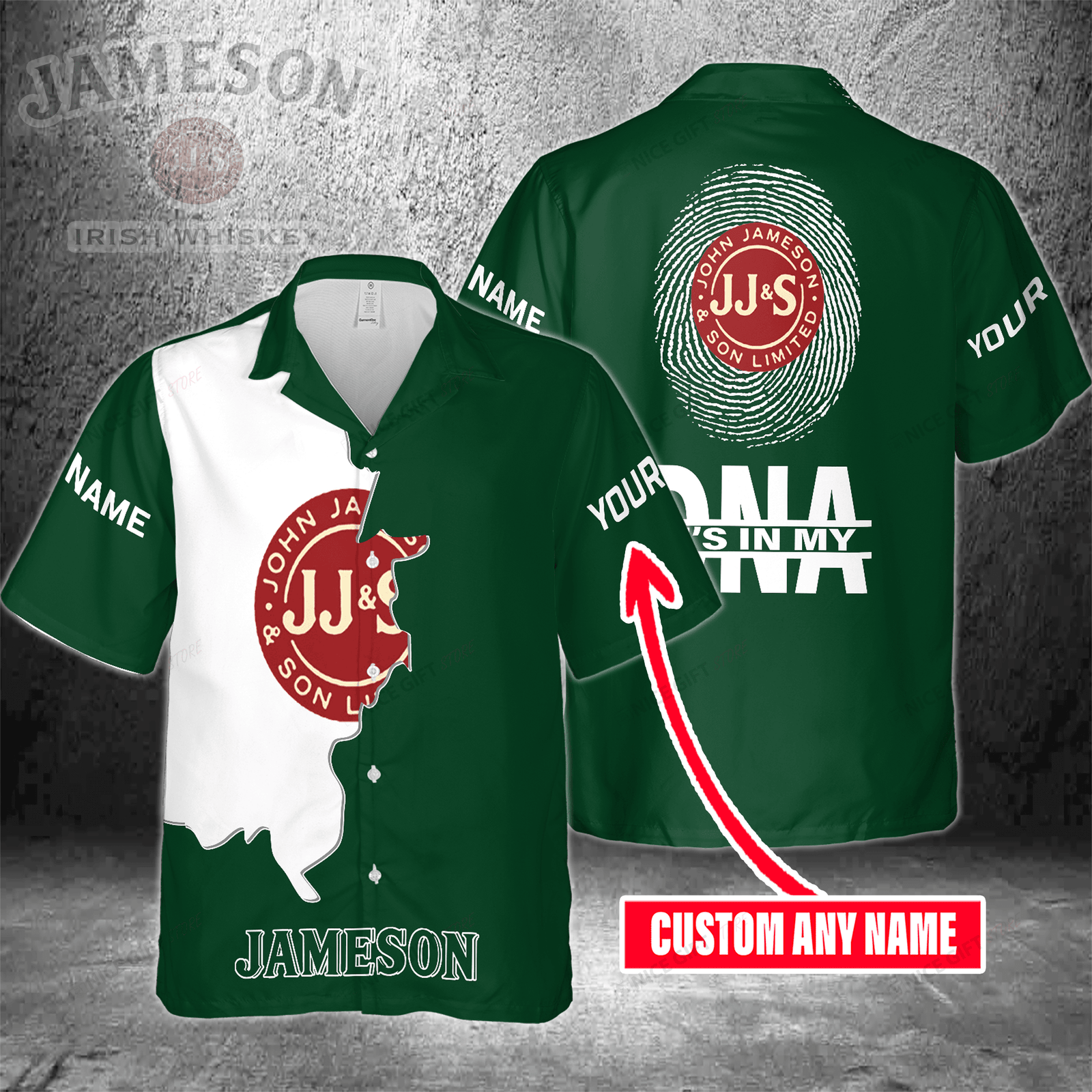 Jameson Irish Whiskey Custom Name It's In My DNA Hawaiian Shirt, For Men And Women HW0601