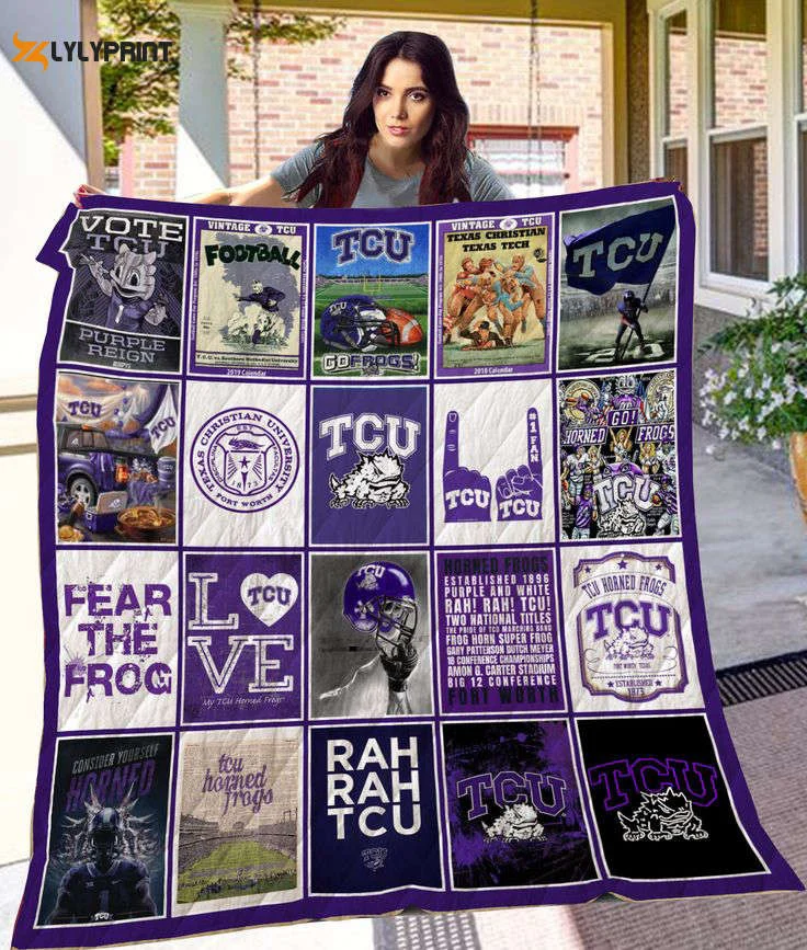 TCU Horned Frogs Quilt For Fans Home Decor Gift , Soft Quilt, King Size, All Season Cozy Quilt QB0901