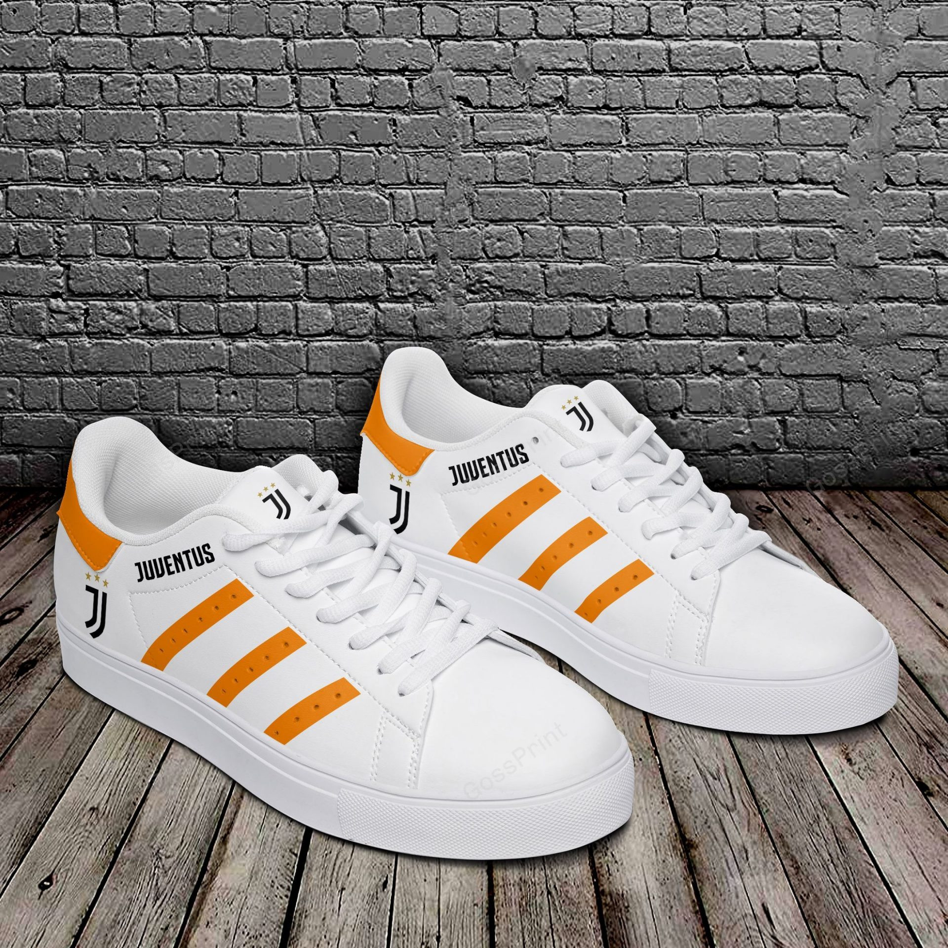Juventus FC White Orange Stan Smith Shoes Unisex, Trendy Style Sneakers ST0801