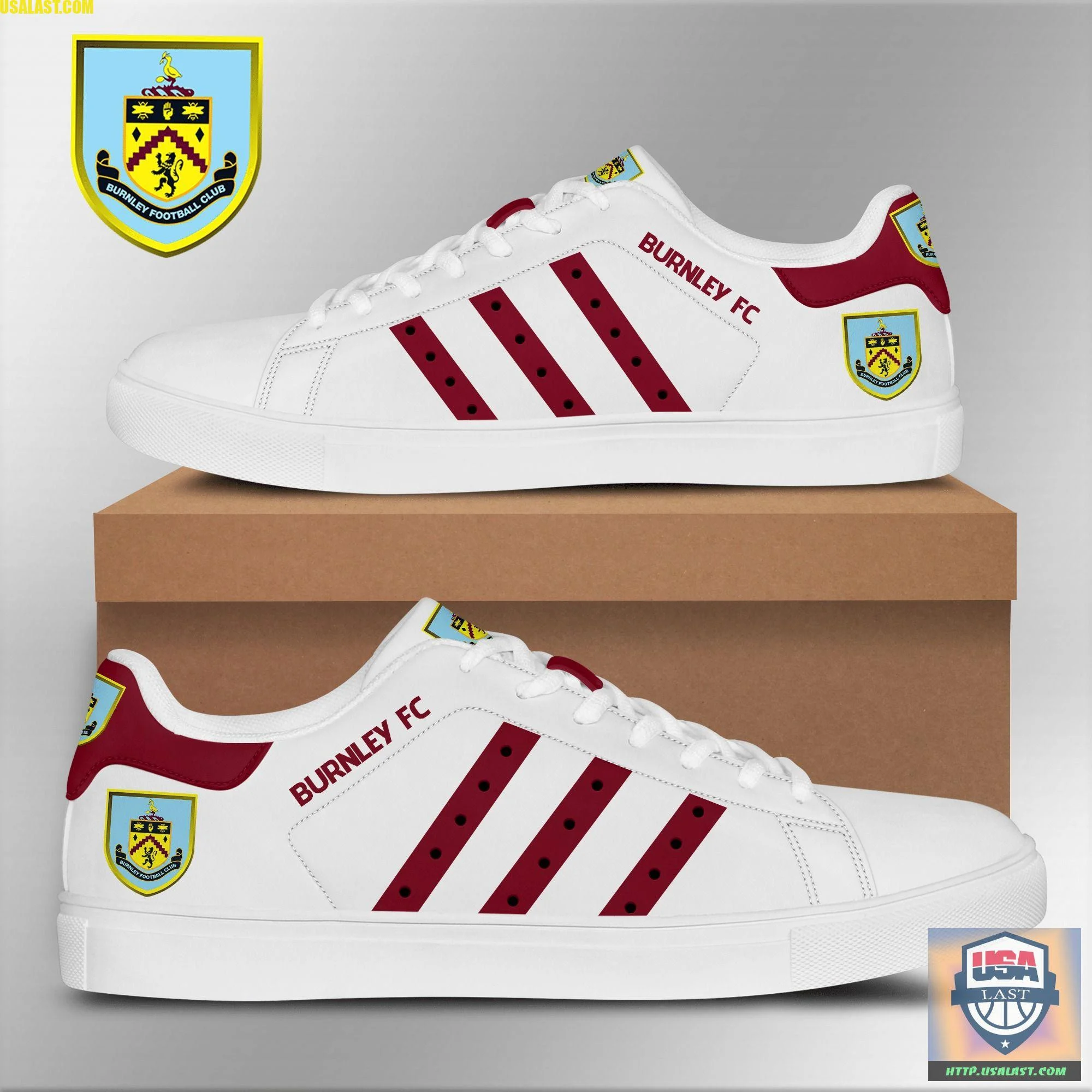 Burnley FC White Brown Stan Smith Shoes Women Men, Trendy Style Sneakers ST0801