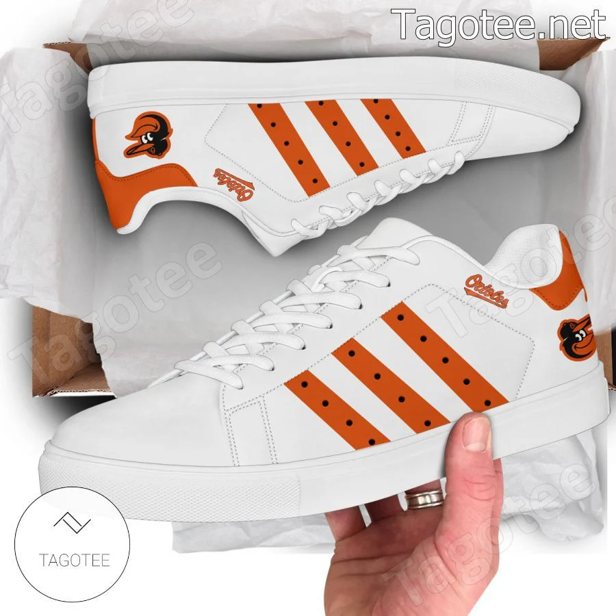 MLB Baltimore Orioles White Orange Stripes Stan Smith Shoes , Trendy Style Sneakers ST0801