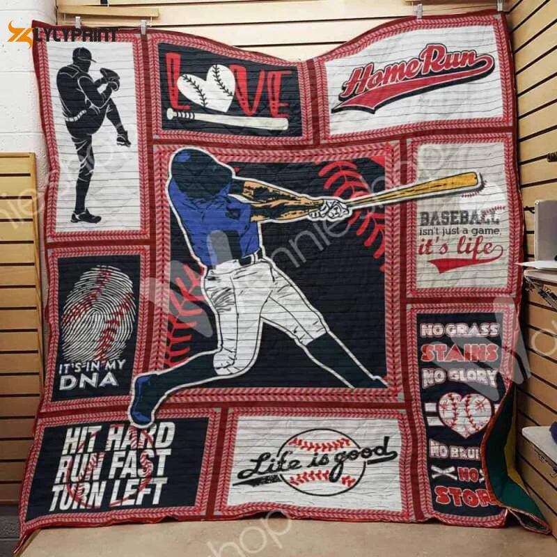 Baseball Quilt Blanket For Fans Home Decor Gift ,  Soft Quilt, King Size, All Season Cozy Quilt QB0901
