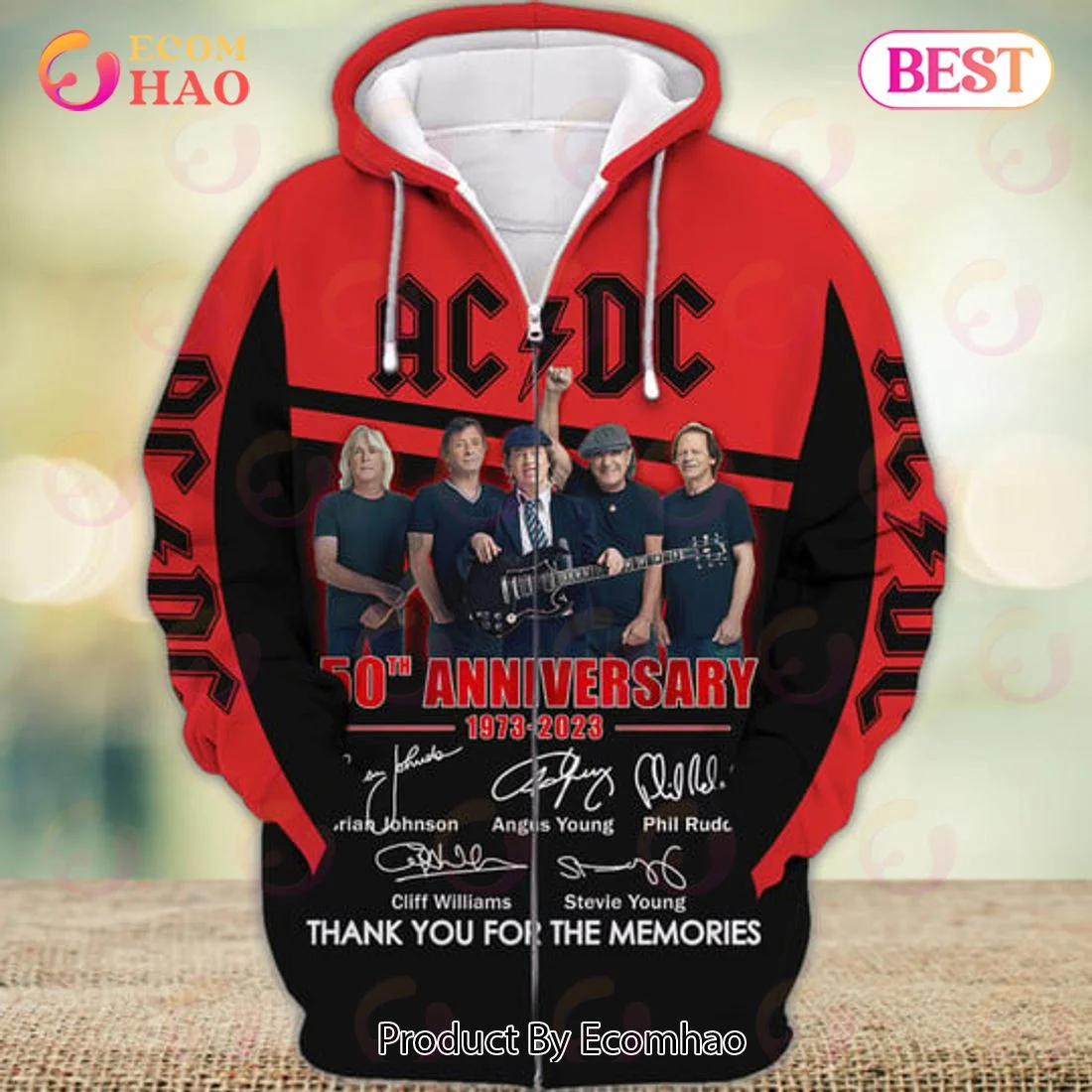 ACDC Rock Band 50th Anniversary 1973 – 2023 3D Print T-Shirt, Zip Hoodie, Man – Women, Warm, Premium Quality HZ0501