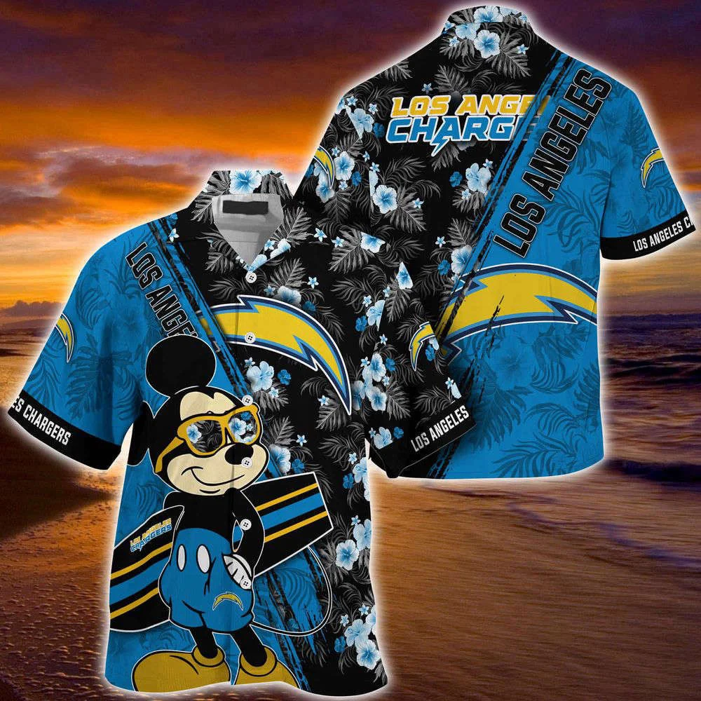 Los Angeles Chargers NFL-Summer Hawaii Shirt Mickey And Floral Pattern For Sports Fans HW0601