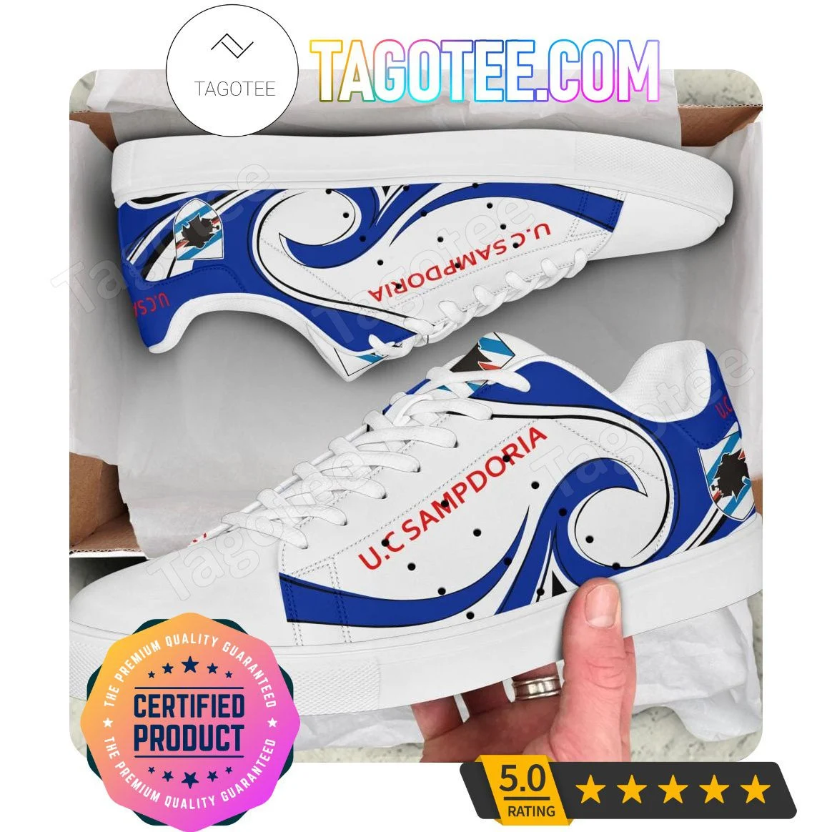 UC Sampdoria White Blue Stan Smith Shoes , Trendy Style Sneakers ST0801