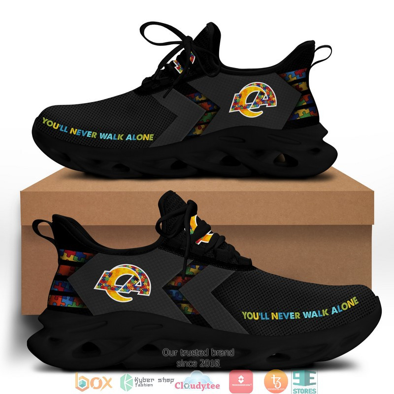 NFL Los Angeles Rams Never Walk Alone Black Max Soul Shoes for Men Women MS0601