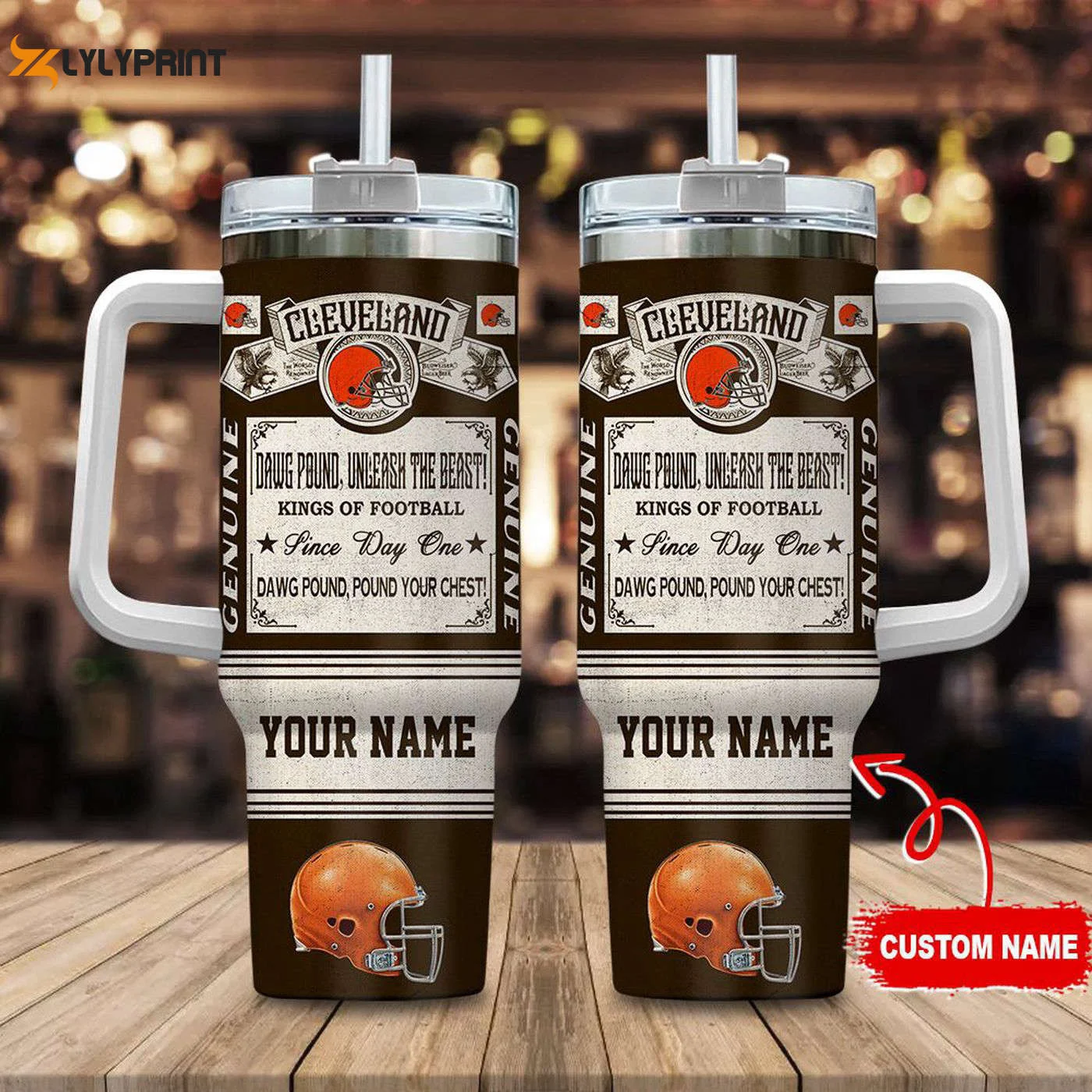 Cleveland Browns Vintage King of Football Custom Name Tumbler - Perfect Gift for Fans 0501TB40