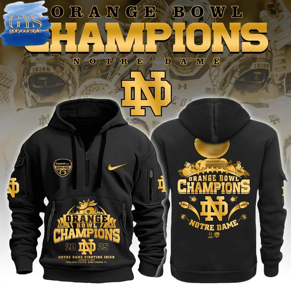 Notre Dame NCAA Orange Bowl Champions Quarter Zip Hoodie QTZ0601