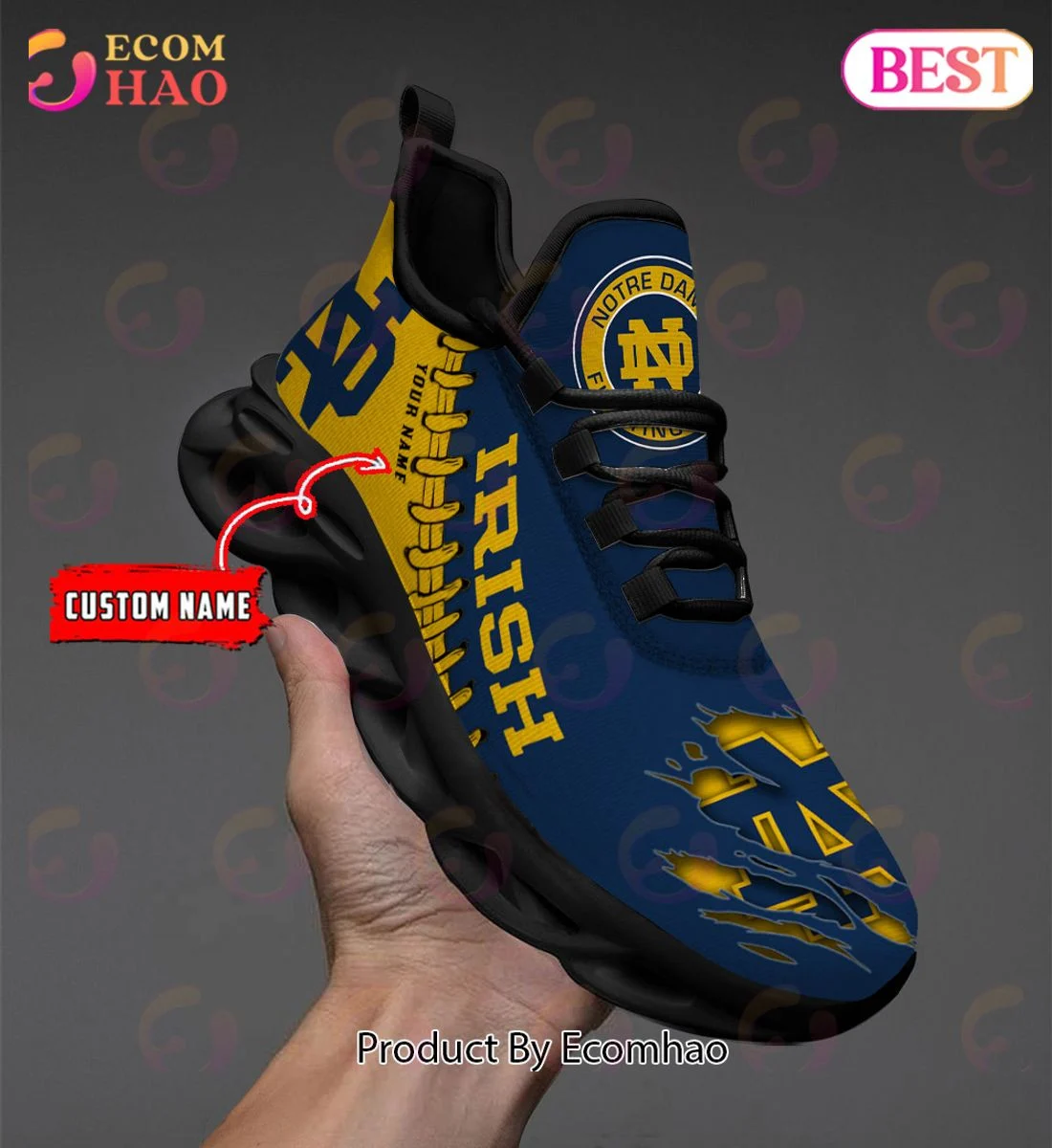 Notre Dame Fighting Irish Max Soul Shoes Custom Name  Unisex sneakers MS0601