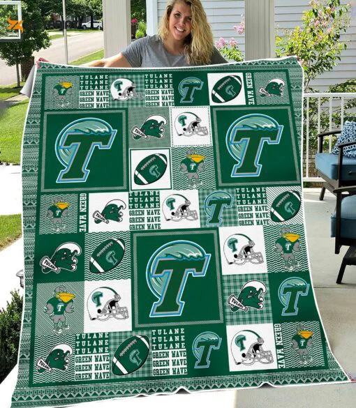 Tulane Green Wave 3 Quilt Blanket For Fans Home Decor Gift , Soft Quilt, King Size, All Season Cozy Quilt QB0901