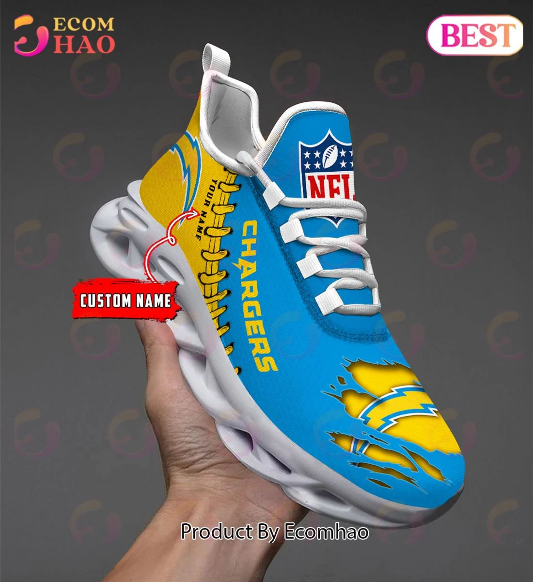 Los Angeles Chargers Max Soul Shoes Custom Name  Unisex sneakers MS0601