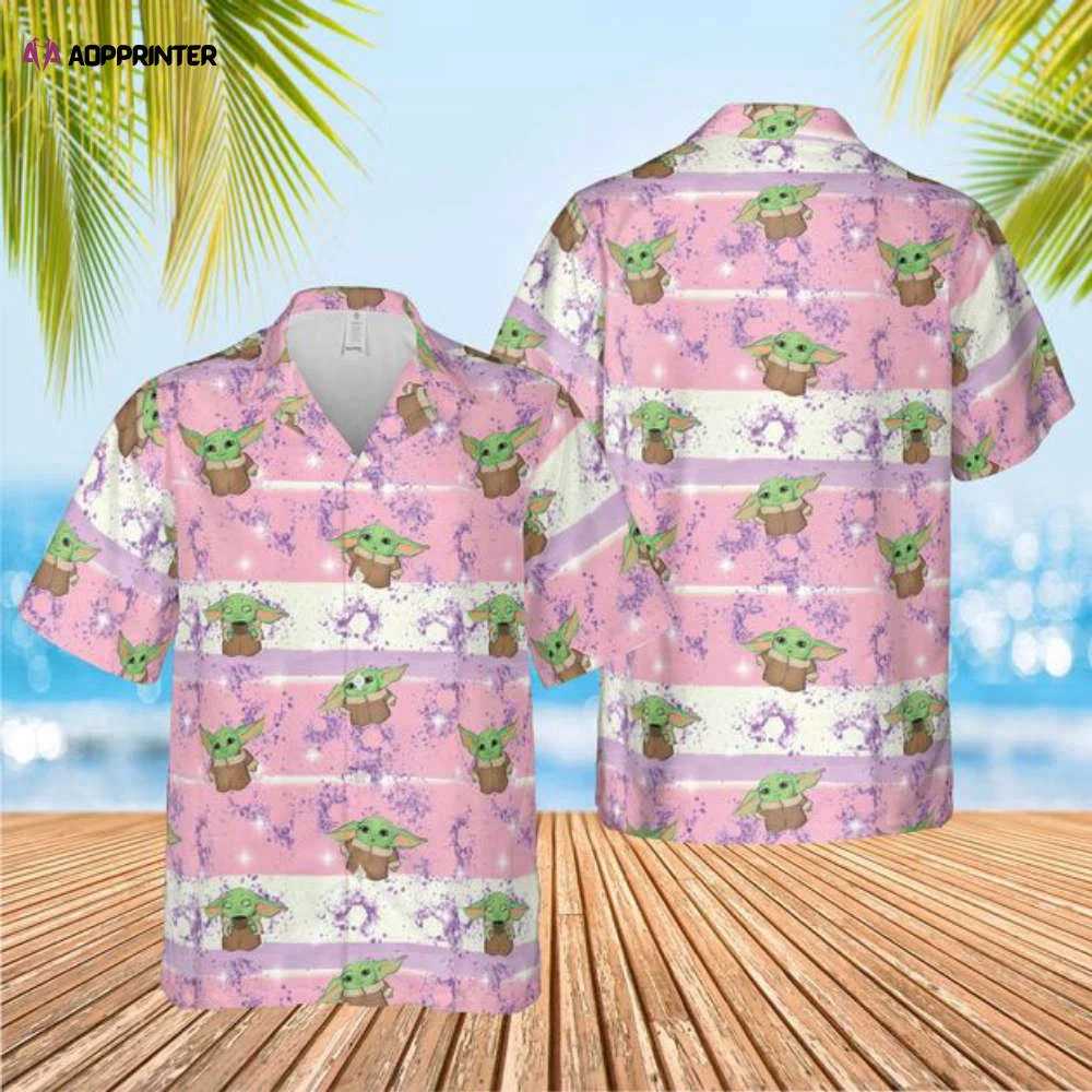 Baby Yoda Hawaiian Button Down Shirts, Babby Yoda Button Up Shirts, Yoda Star Wars Trip Shirts, Tropical Shirts, Gift For Men, Baby Yoda Summer Shirt HW0601