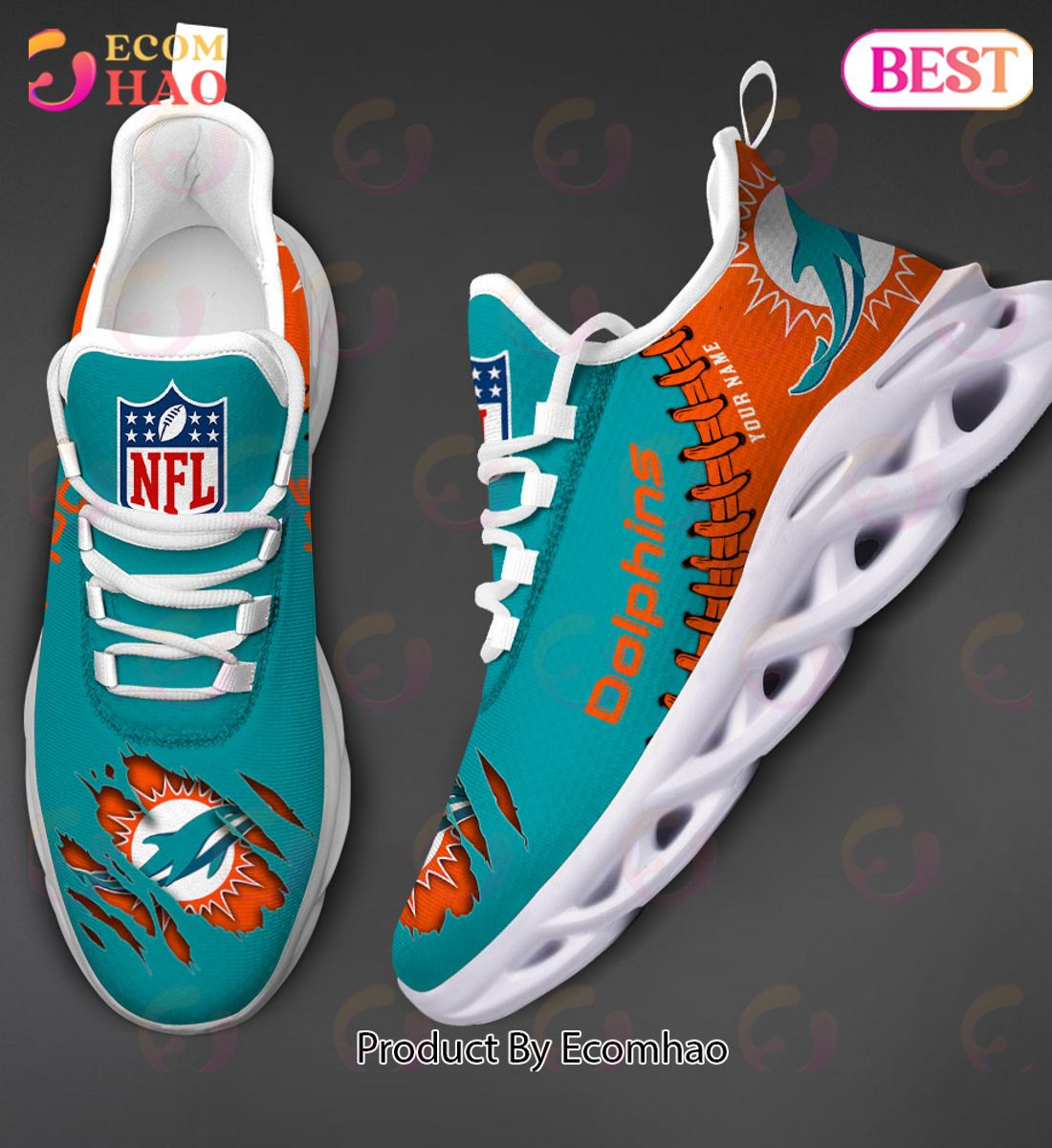 Miami Dolphins Max Soul Shoes Custom Name  Unisex sneakers MS0601