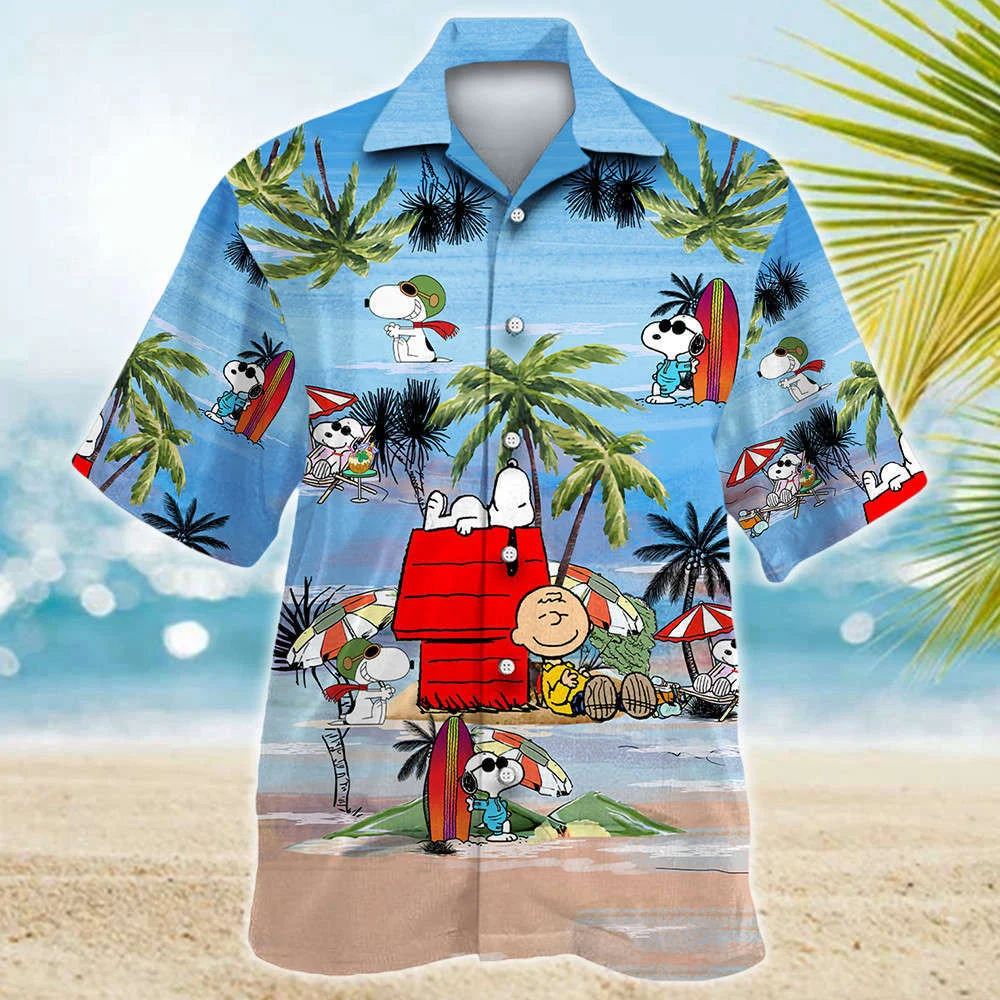 Snoopy Summer Time Hawaiian Shirt Shorts Blue Summer 2023 Hot HW0601