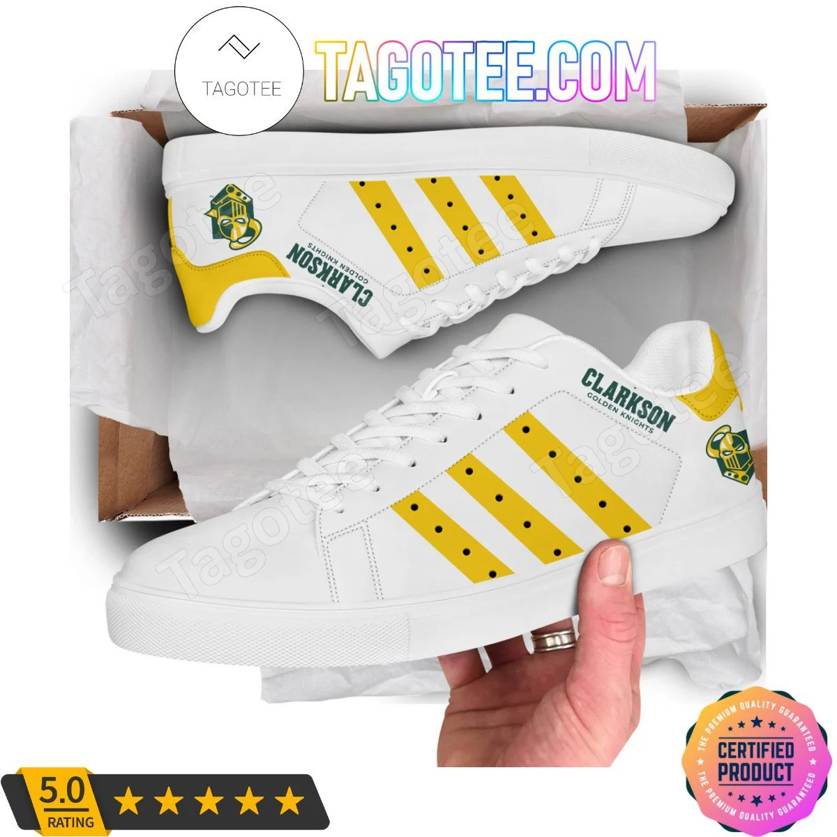 NCAA Clarkson Golden Knights White Stan Smith Shoes , Trendy Style Sneakers ST0801