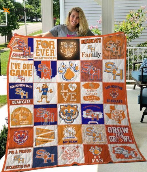 Sam Houston Bearkats Quilt Blanket For Fans Home Decor Gift , Soft Quilt, King Size, All Season Cozy Quilt QB0901