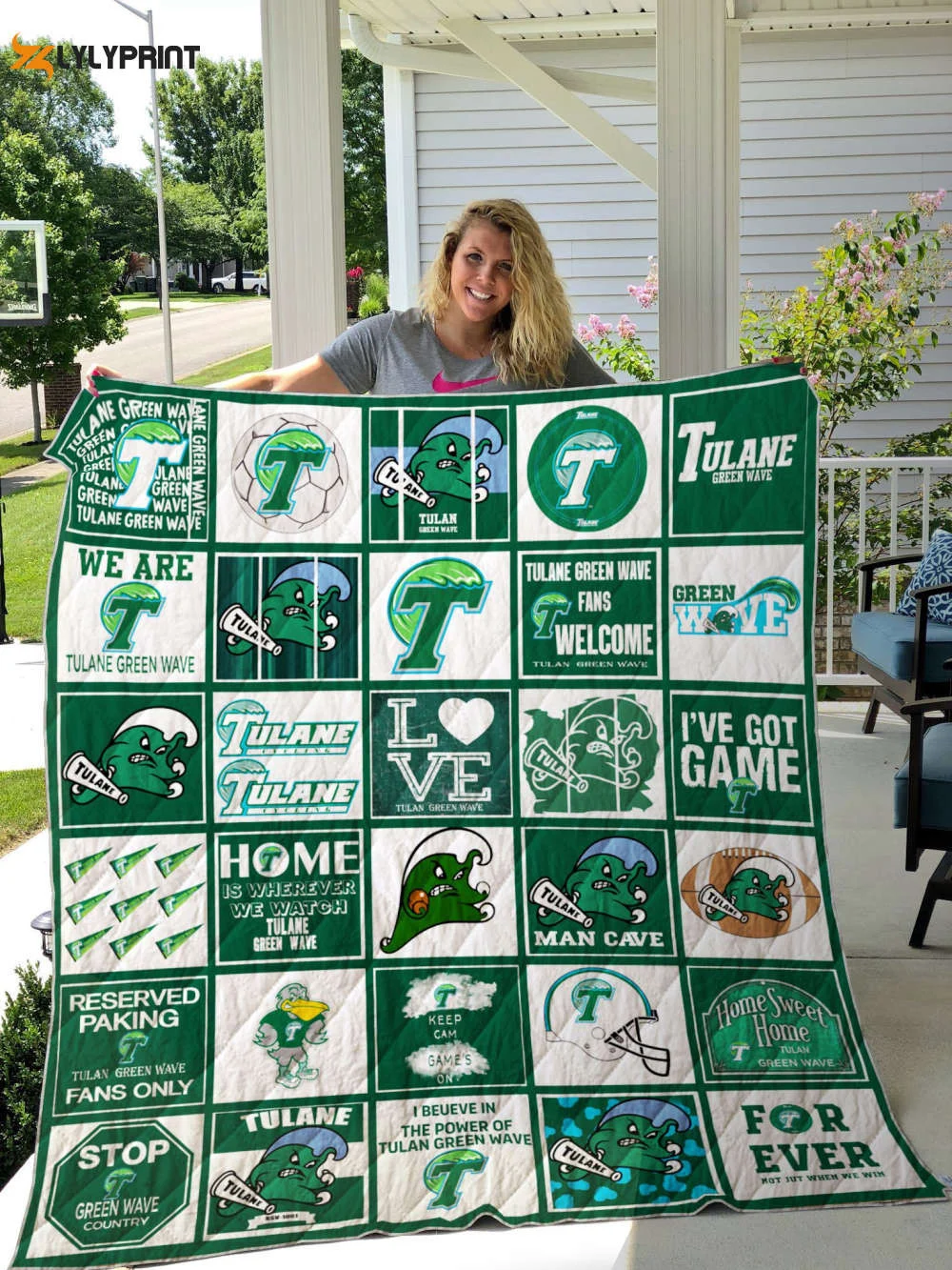 Tulane Green Wave Quilt Blanket For Fans Home Decor Gift , Soft Quilt, King Size, All Season Cozy Quilt QB0901