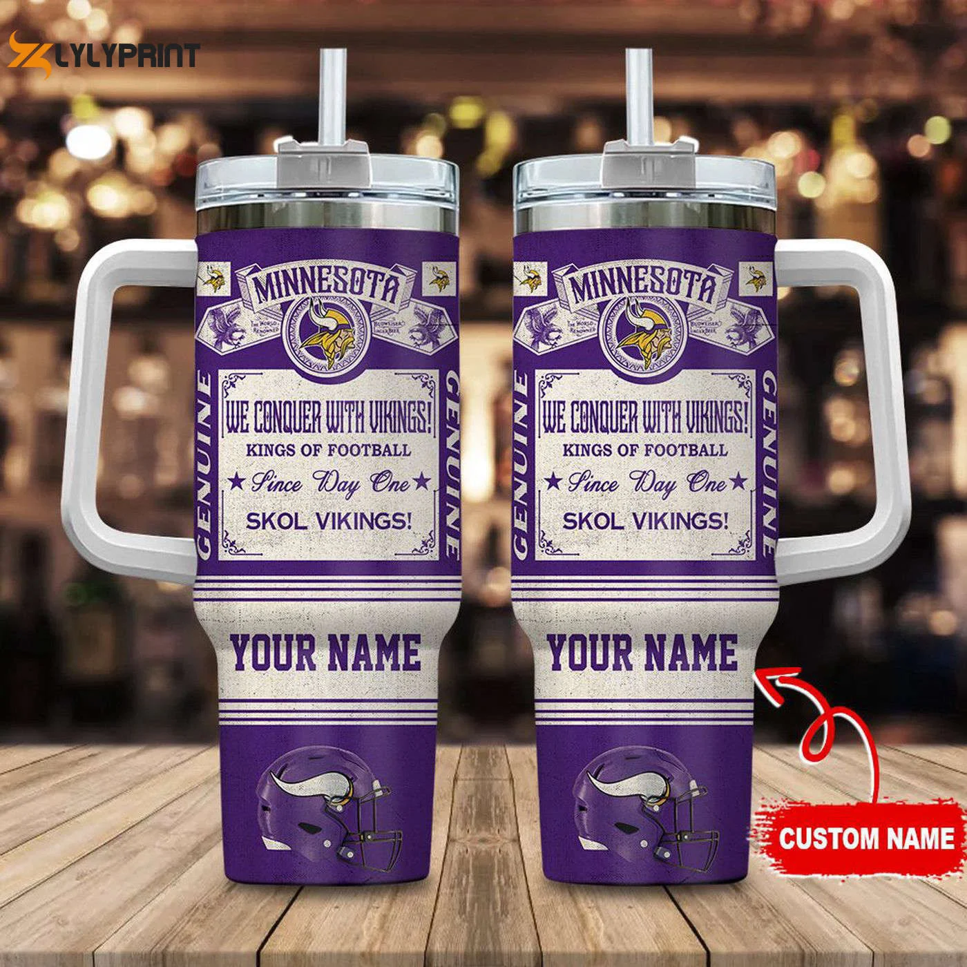 Minnesota Vikings Vintage King of Football Custom Name 40oz Stanley Tumbler – Perfect Gift for Fans 0501TB40