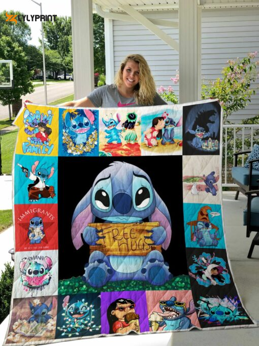 Lilo & Stitch Quilt Blanket For Fans Home Decor Gift , Soft Quilt, King Size, All Season Cozy Quilt QB0901
