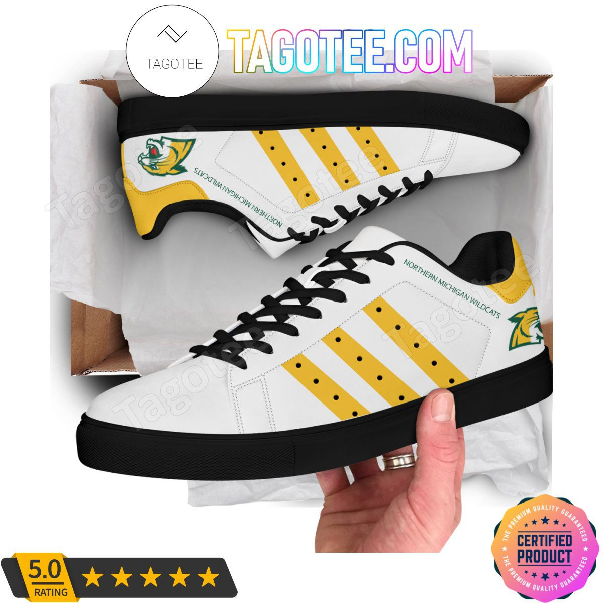 NCAA Northern Michigan Wildcats White Stan Smith Shoes , Trendy Style Sneakers ST0801