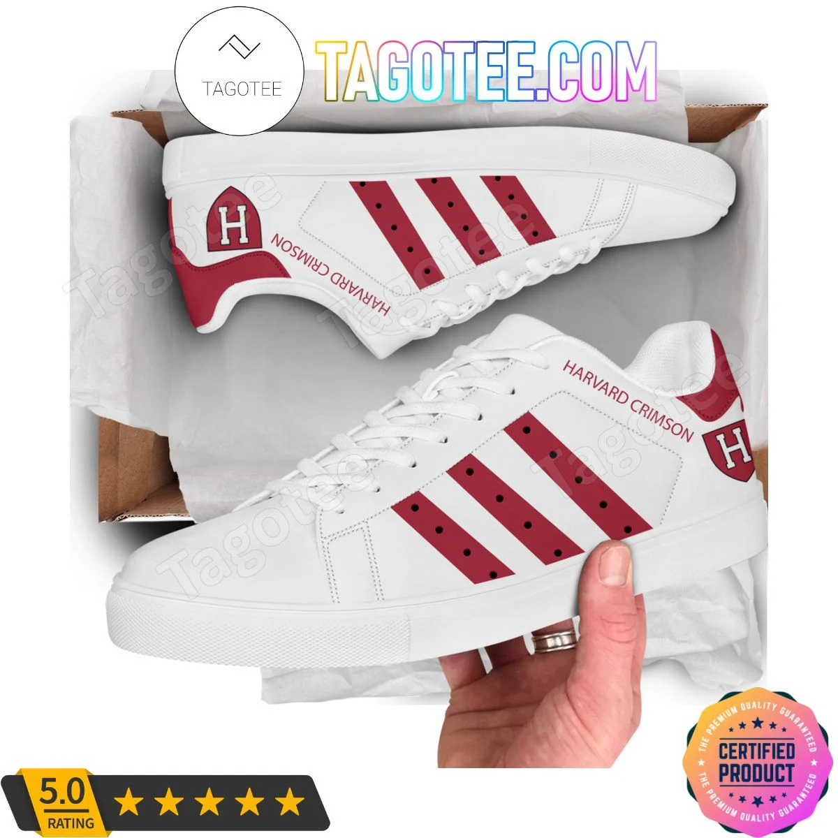 NCAA Harvard Crimson White Stan Smith Shoes , Trendy Style Sneakers ST0801