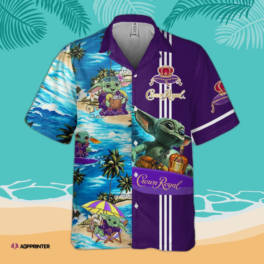 Star Wars Baby Yoda Surfing Crown Royal Hawaiian Shirt HW0601