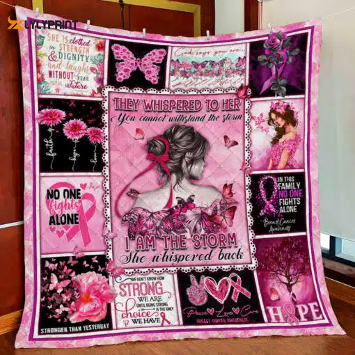 Breast Cancer Quilt Blanket For Fans Home Decor Gift ,  Soft Quilt, King Size, All Season Cozy Quilt QB0901
