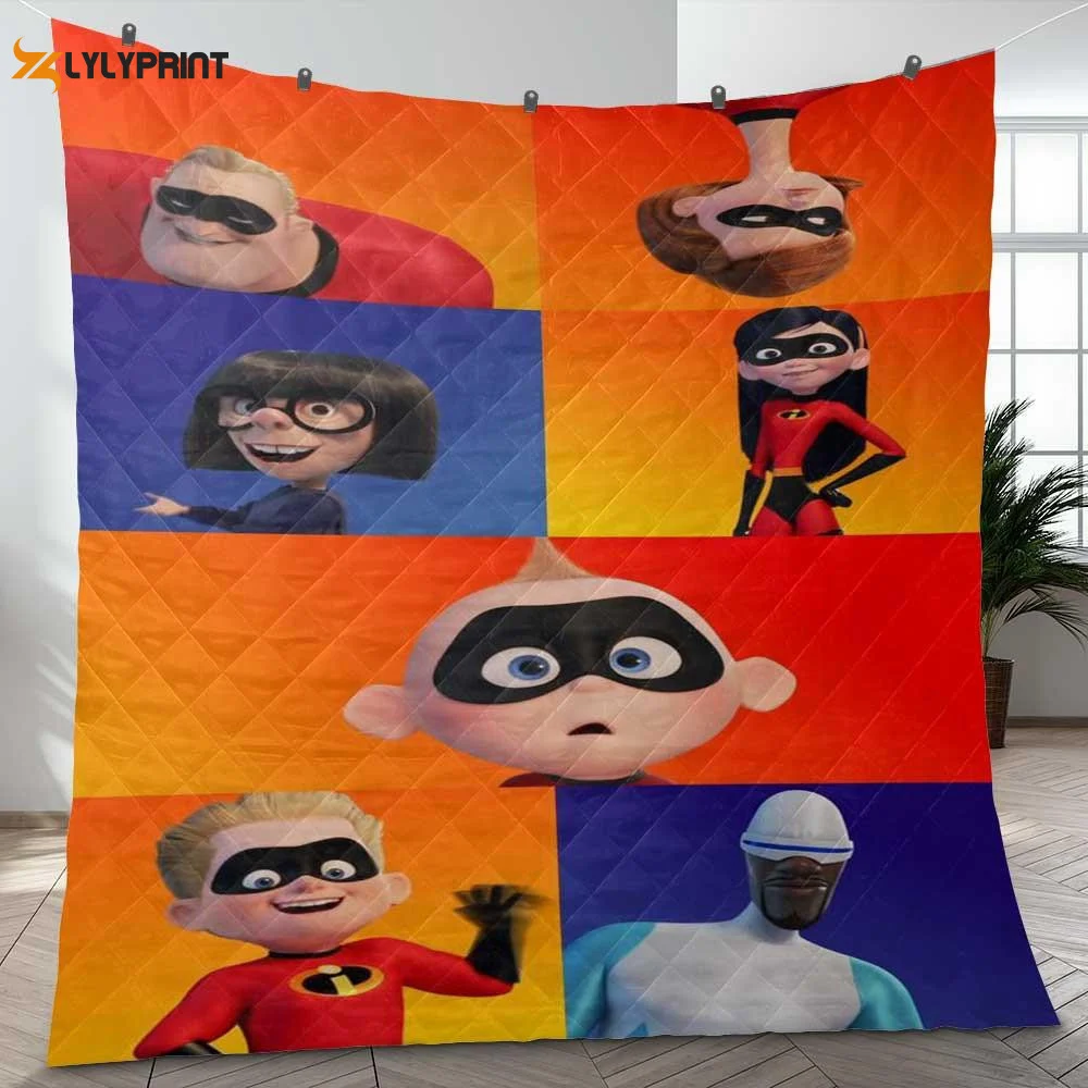 The Incredibles Superhero Film Disney Gift Lover Quilt Blanket For Fans Home Decor Gift ,  Soft Quilt, King Size, All Season Cozy Quilt QB0901