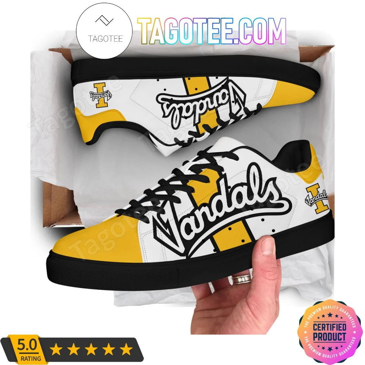 NCAA Idaho Vandals White Yellow Stan Smith Shoes , Trendy Style Sneakers ST0801