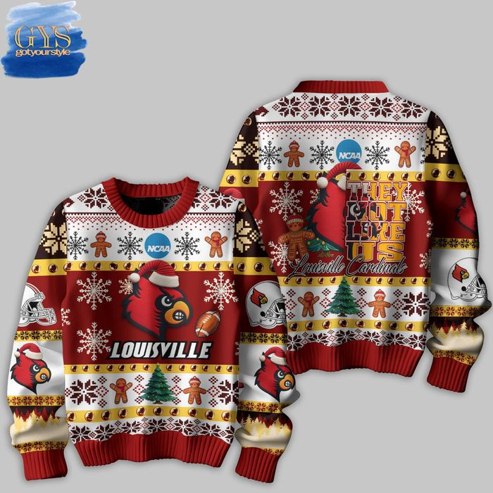 Louisville Cardinals They Not Like Us Ugly Christmas Sweater , Cozy Soft Unisex Pullover SW0601