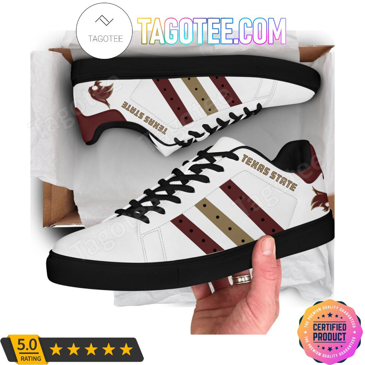 NCAA Texas State Bobcats White Limited Stan Smith Shoes , Trendy Style Sneakers ST0801