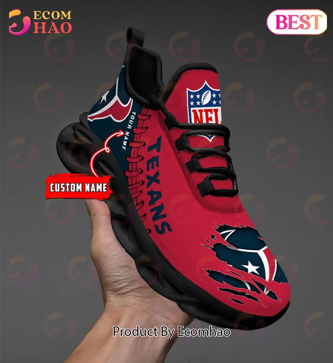 Houston Texans Max Soul Shoes Custom Name  Unisex sneakers MS0601