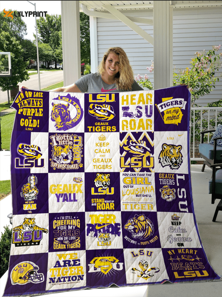 Lsu Tigers Quilt Blanket For Fans Home Decor Gift , Soft Quilt, King Size, All Season Cozy Quilt QB0901