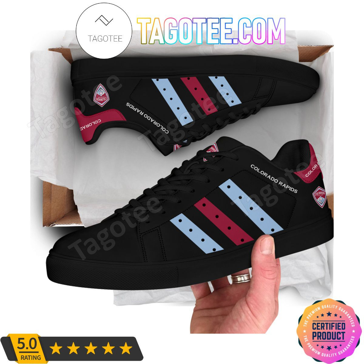 Custom MLS Colorado Rapids Black Style Stan Smith Shoes for Men Women, Trendy Style Sneakers ST0801